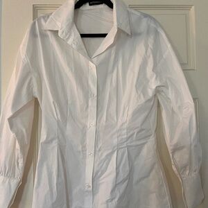 White Structured Linen Dress